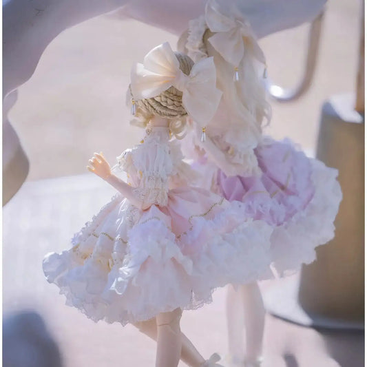 1/4 BJD Vintage Lolita Strapless Dress Full Outfit