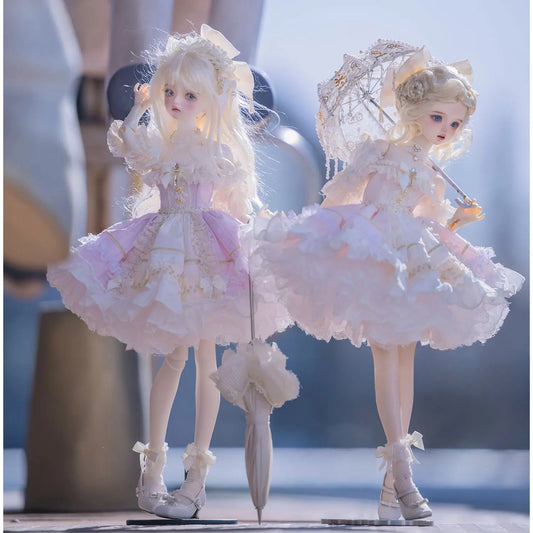 1/4 BJD Vintage Lolita Strapless Dress Full Outfit