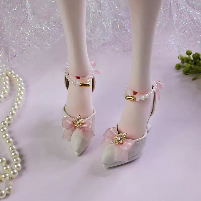 BJD Doll Shoes 1/4 High Heels with Pearl SDGr DFH 68