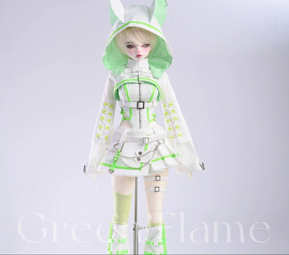 BJD 1/4 Cyberpunk Techwear Animal Ears Outfit Set