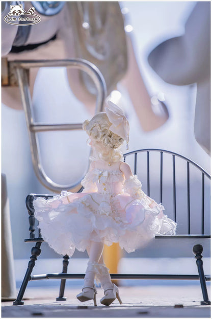 1/4 BJD Vintage Lolita Strapless Dress Full Outfit