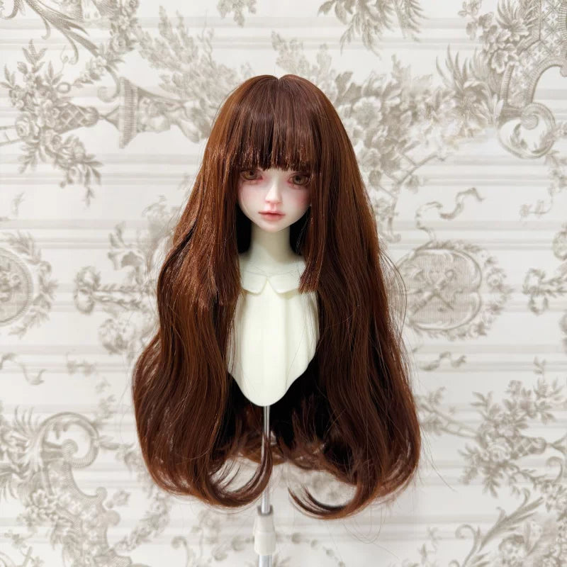 Soft Long Curly BJD Wig with Curled-In Bangs – Fits 1/3, 1/4 & 1/6 Dolls