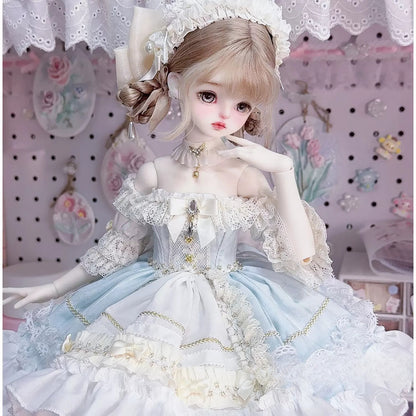 1/4 BJD Vintage Lolita Strapless Dress Full Outfit