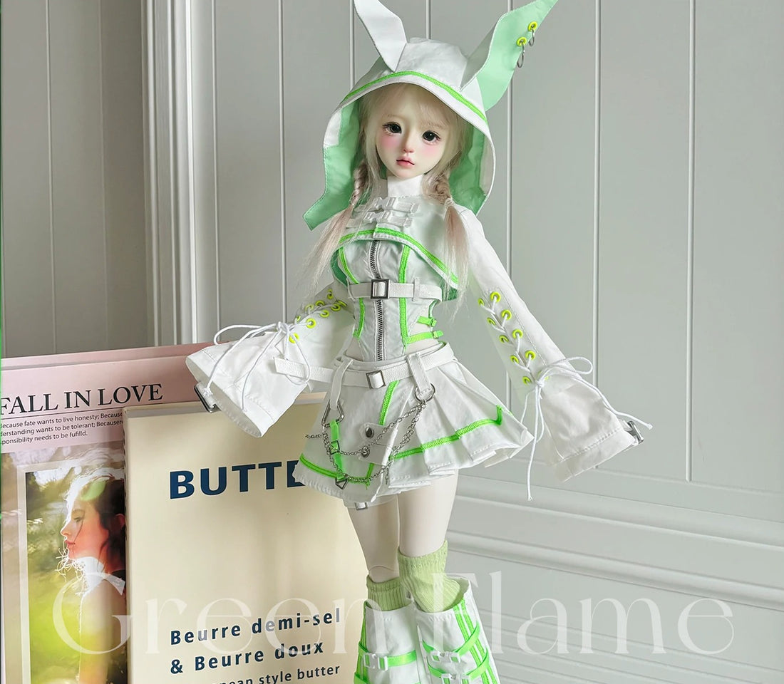 BJD 1/4 Cyberpunk Techwear Animal Ears Outfit Set