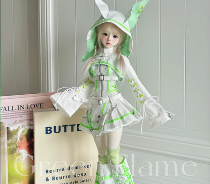 BJD 1/4 Cyberpunk Techwear Animal Ears Outfit Set