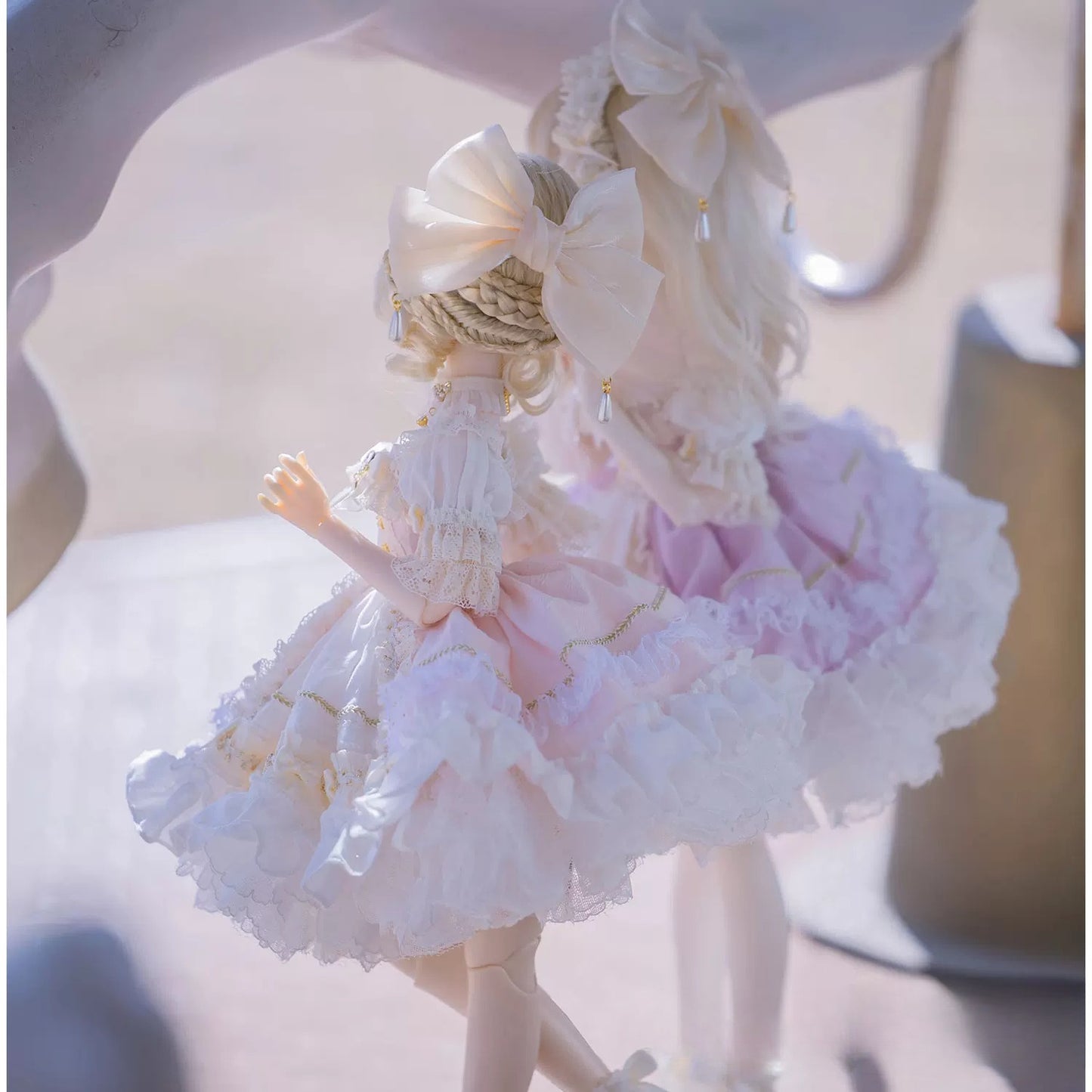 1/4 BJD Vintage Lolita Strapless Dress Full Outfit