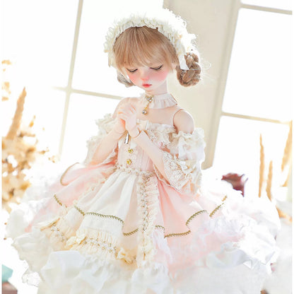 1/4 BJD Vintage Lolita Strapless Dress Full Outfit