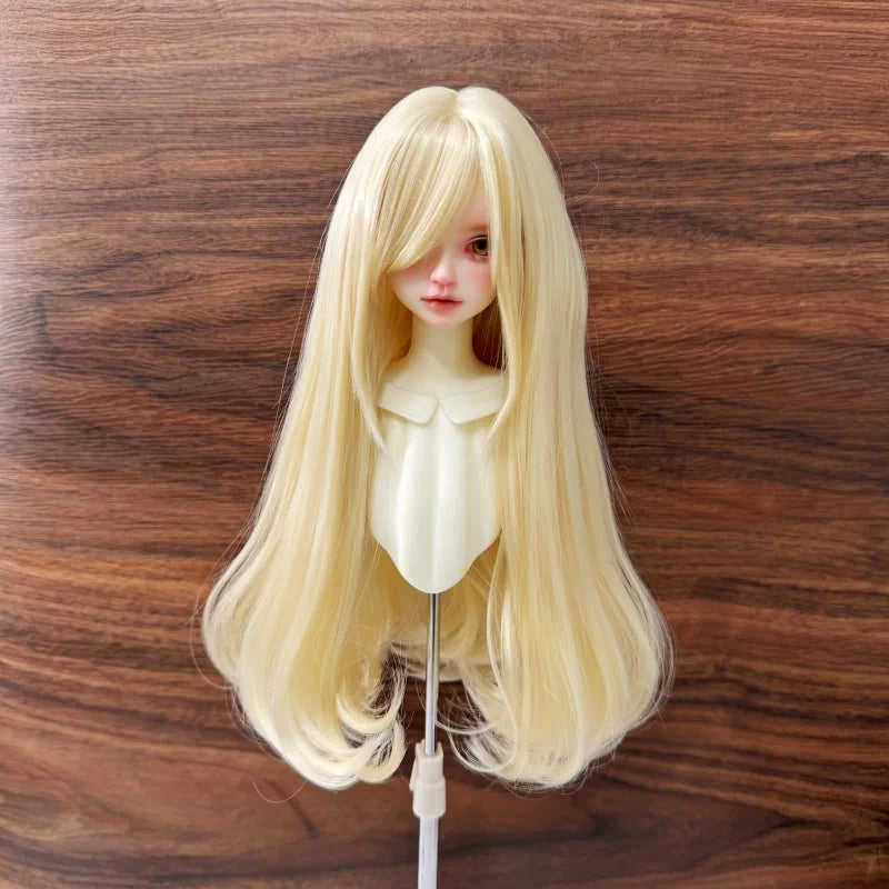 Soft Long Curly BJD Wig with Curled-In Bangs – Fits 1/3, 1/4 & 1/6 Dolls