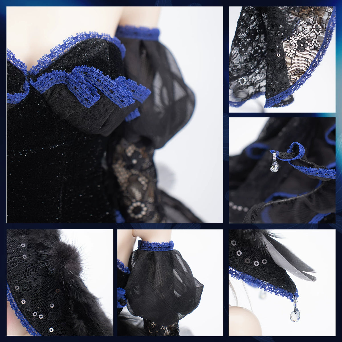 Nocturne Moth Fishtail Gown | BJD 1/3 & 1/4 Doll Dress Set | Vintage Elegance