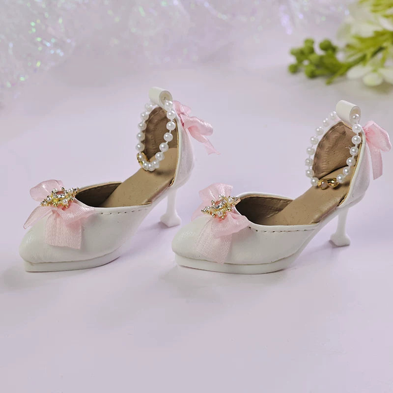 BJD Doll Shoes 1/4 High Heels with Pearl SDGr DFH 68