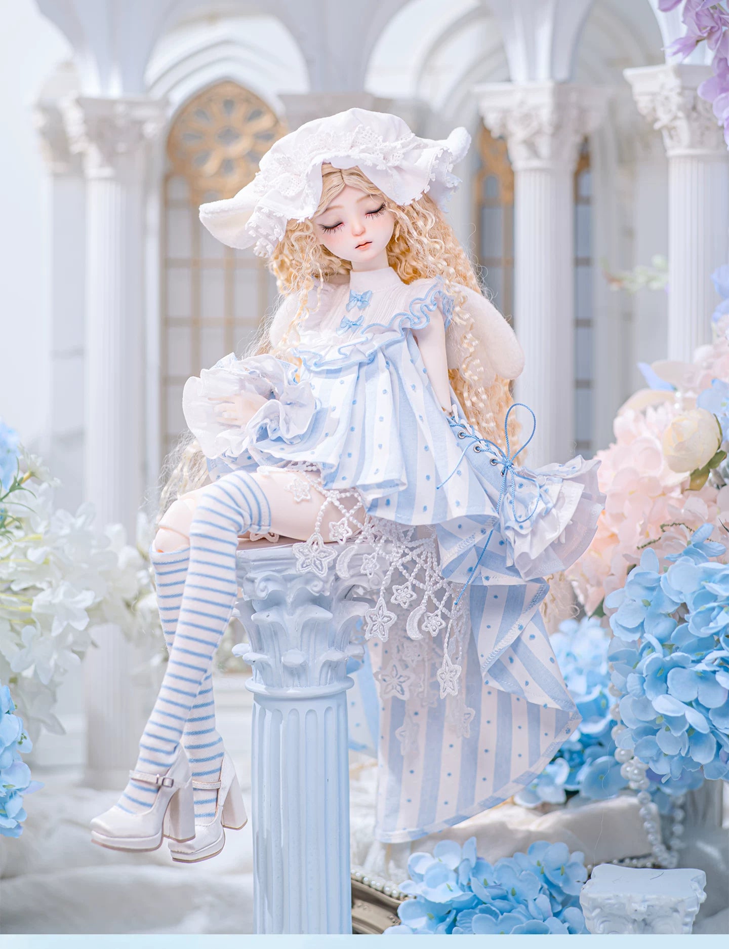 1/4 BJD Outfit, Soft Cute Angel Lace Dress Clothes Set