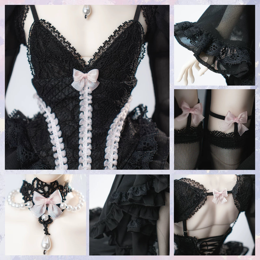 BJD 1/4 Snow White Lace Ruffled Sleeve Dress Set