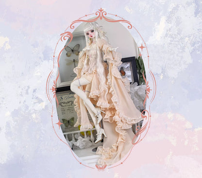 BJD 1/4 Snow White Lace Ruffled Sleeve Dress Set