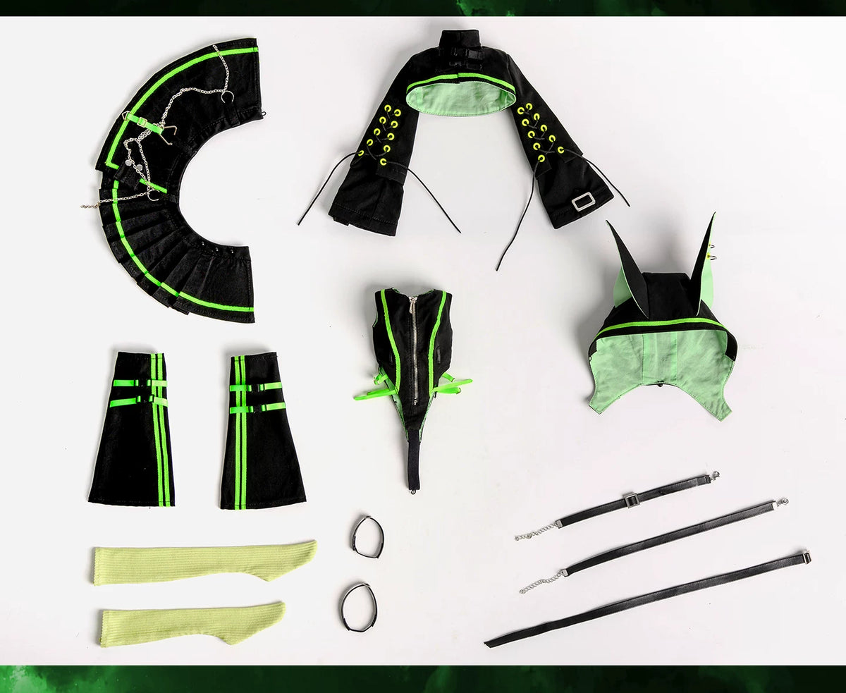 BJD 1/4 Cyberpunk Techwear Animal Ears Outfit Set