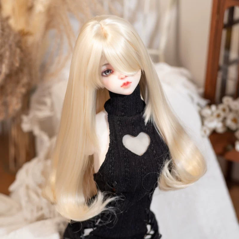 Soft Long Curly BJD Wig with Curled-In Bangs – Fits 1/3, 1/4 & 1/6 Dolls