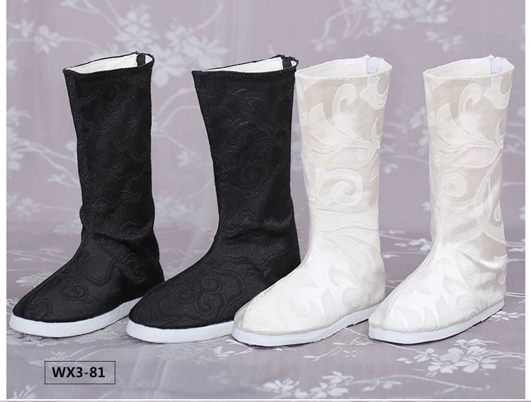 BJD Doll Boots 1/3 Uncle Ancient Jacquard White Black