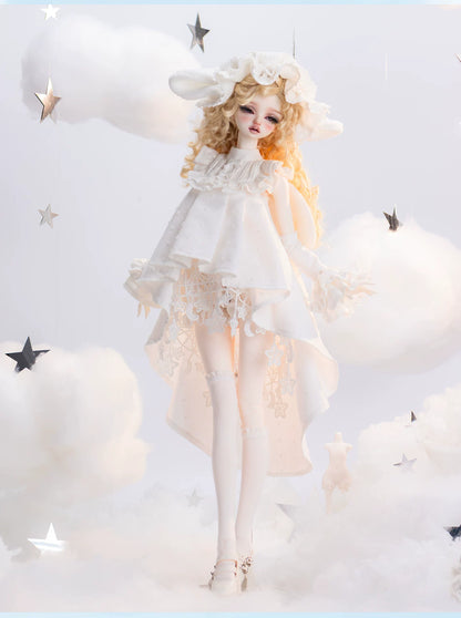 1/4 BJD Outfit, Soft Cute Angel Lace Dress Clothes Set