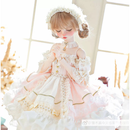 1/4 BJD Vintage Lolita Strapless Dress Full Outfit