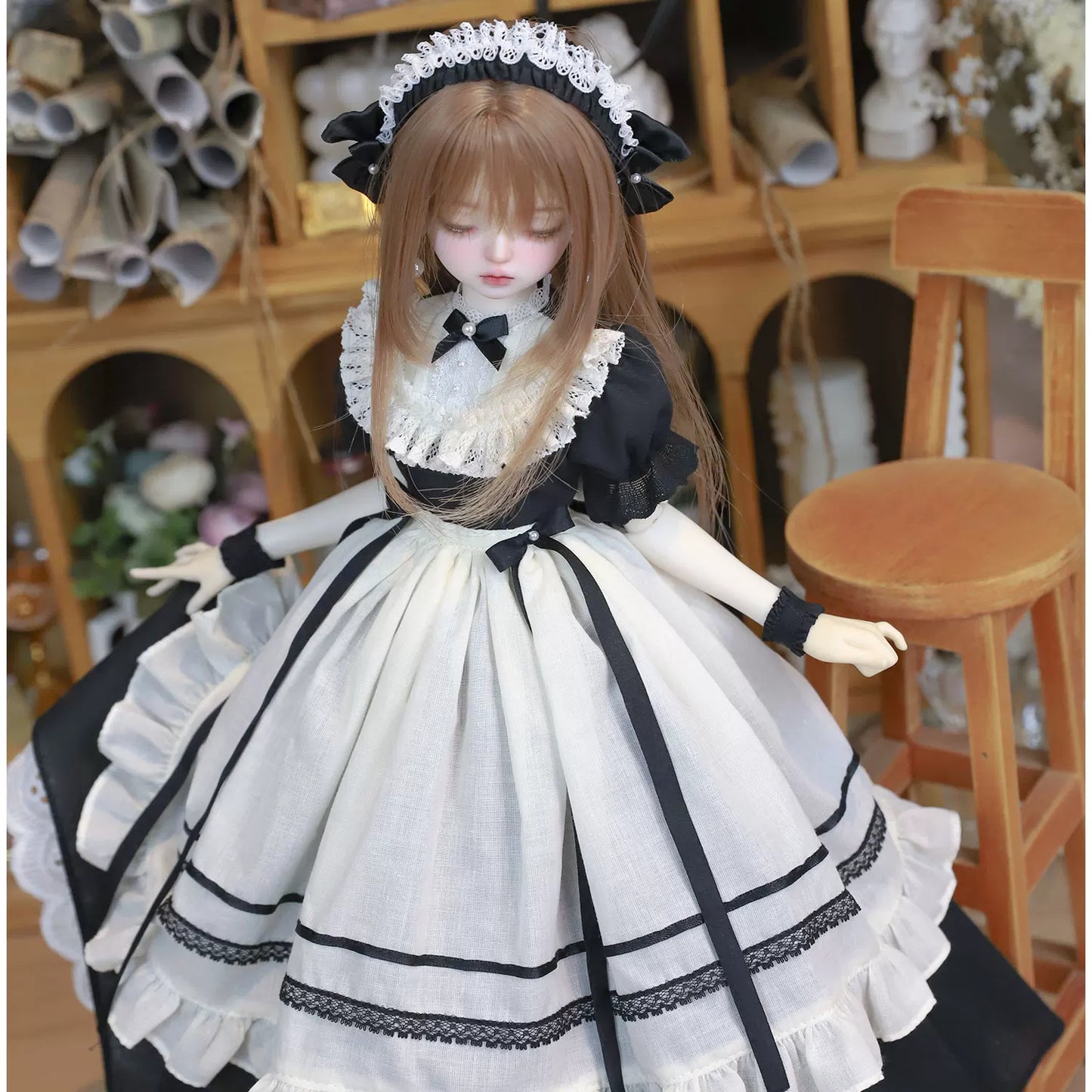 1/4 Standard BJD Maid Dress, Cute Doll Maid Outfit