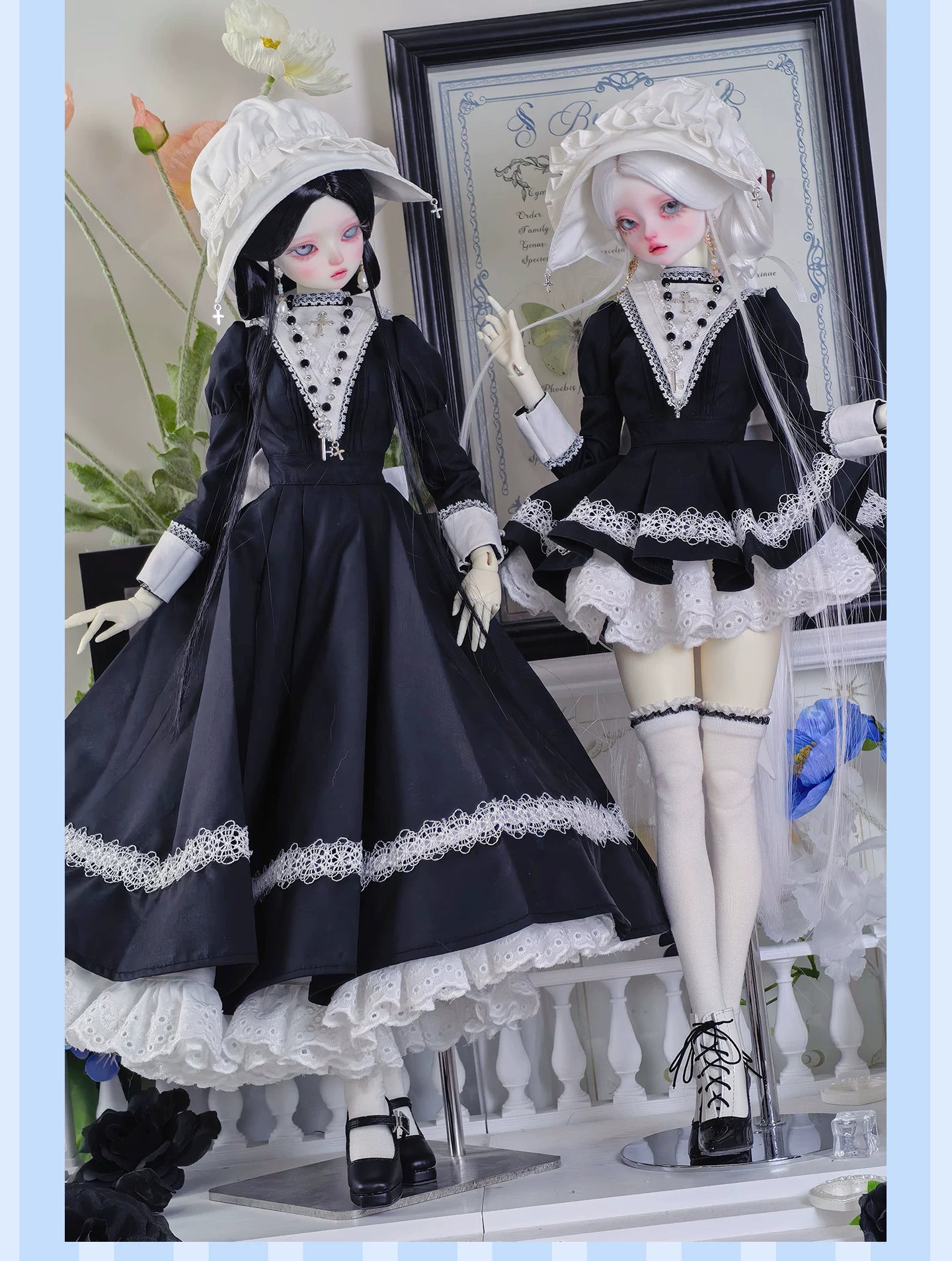 1/4 BJD Gothic Classical Nun Maid Full Outfit Set