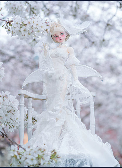 Nocturne Moth Fishtail Gown | BJD 1/3 & 1/4 Doll Dress Set | Vintage Elegance