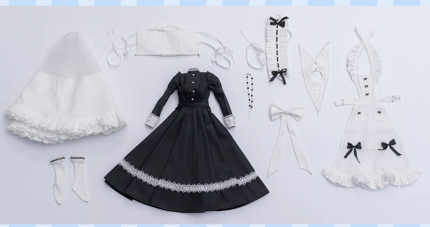 1/4 BJD Gothic Classical Nun Maid Full Outfit Set
