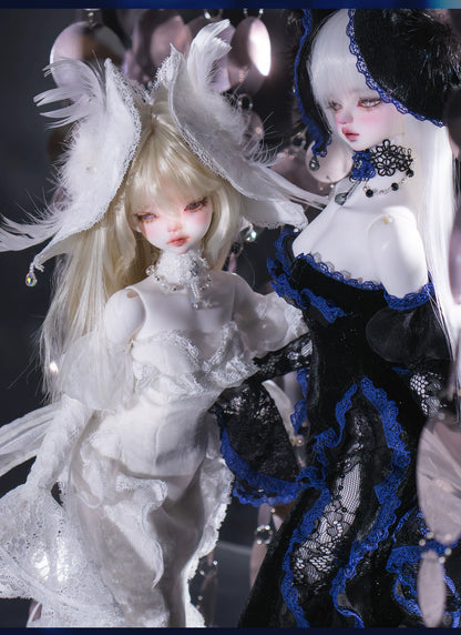 Nocturne Moth Fishtail Gown | BJD 1/3 & 1/4 Doll Dress Set | Vintage Elegance