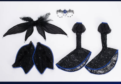Nocturne Moth Fishtail Gown | BJD 1/3 & 1/4 Doll Dress Set | Vintage Elegance