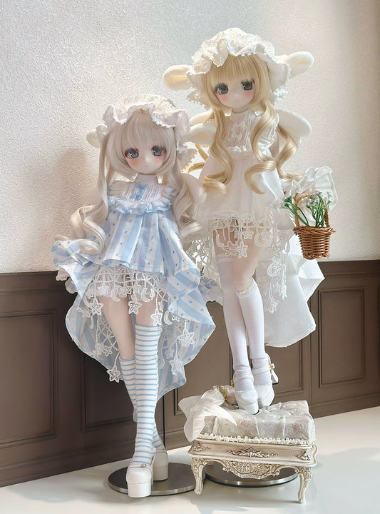 1/4 BJD Outfit, Soft Cute Angel Lace Dress Clothes Set