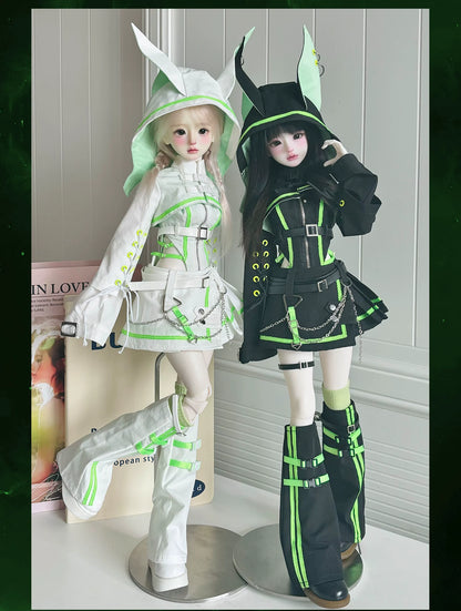 BJD 1/4 Cyberpunk Techwear Animal Ears Outfit Set