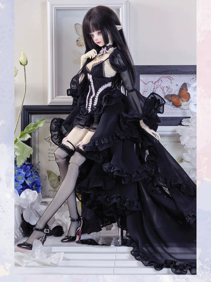 BJD 1/4 Snow White Lace Ruffled Sleeve Dress Set