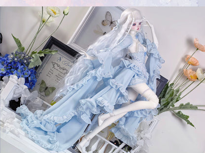BJD 1/4 Snow White Lace Ruffled Sleeve Dress Set