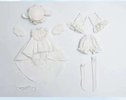 1/4 BJD Outfit, Soft Cute Angel Lace Dress Clothes Set