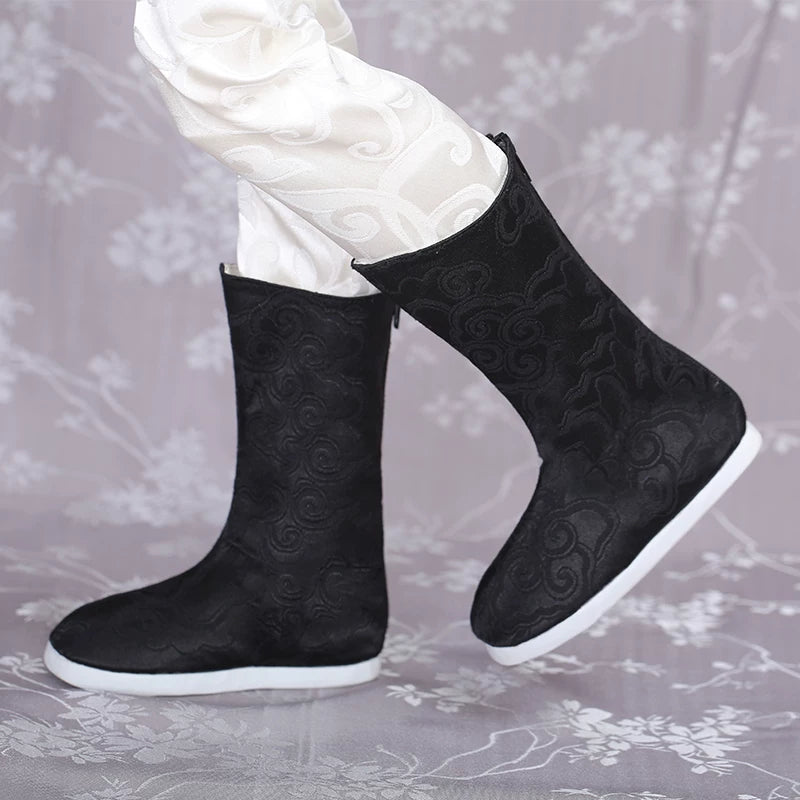 BJD Doll Boots 1/3 Uncle Ancient Jacquard White Black