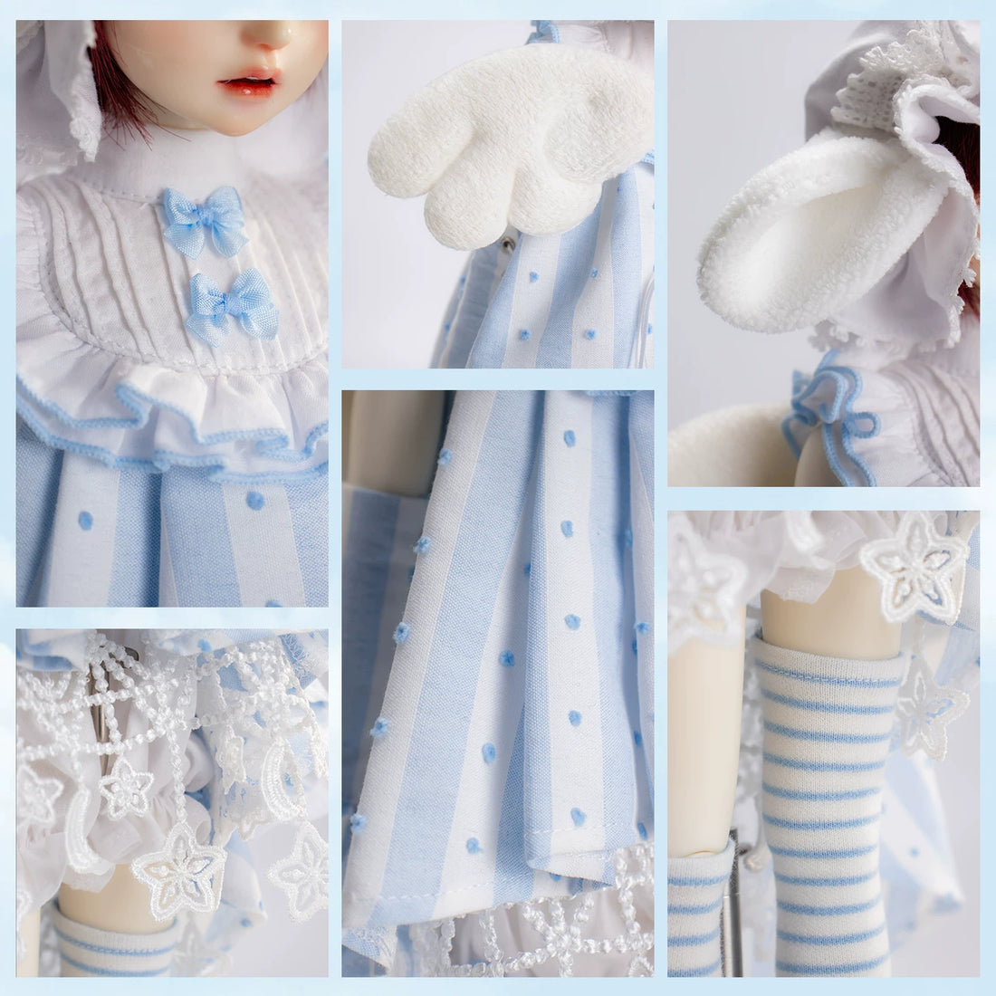 1/4 BJD Outfit, Soft Cute Angel Lace Dress Clothes Set