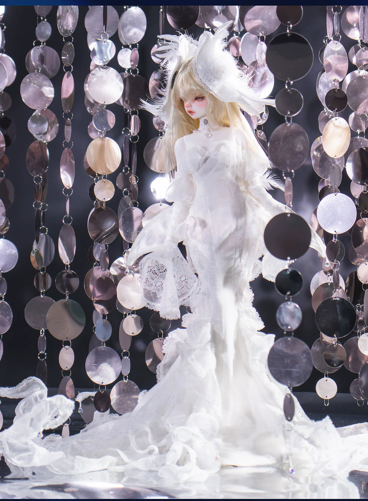 Nocturne Moth Fishtail Gown | BJD 1/3 & 1/4 Doll Dress Set | Vintage Elegance