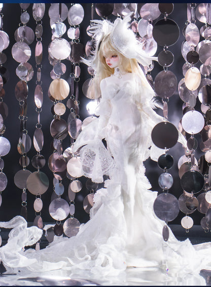 Nocturne Moth Fishtail Gown | BJD 1/3 & 1/4 Doll Dress Set | Vintage Elegance