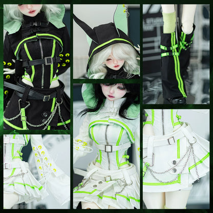 BJD 1/4 Cyberpunk Techwear Animal Ears Outfit Set
