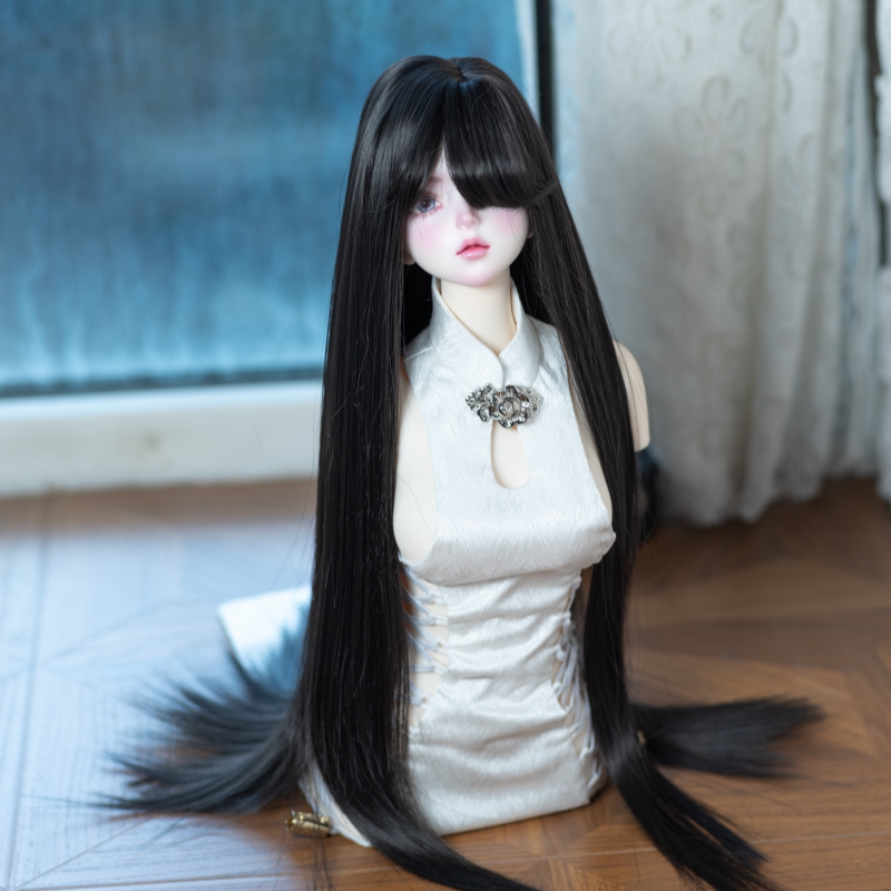 Soft Heat-Resistant BJD/SD Wig with Straight Bangs – 1/3, 1/4 & 1/6