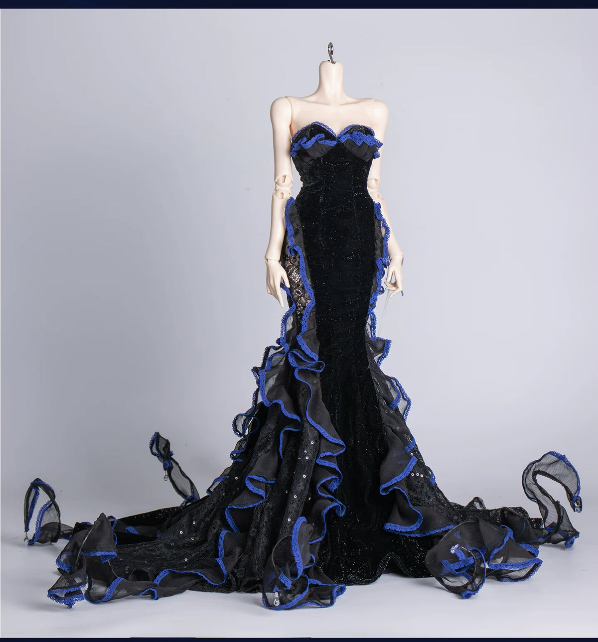 Nocturne Moth Fishtail Gown | BJD 1/3 & 1/4 Doll Dress Set | Vintage Elegance