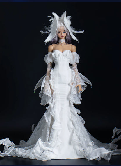 Nocturne Moth Fishtail Gown | BJD 1/3 & 1/4 Doll Dress Set | Vintage Elegance