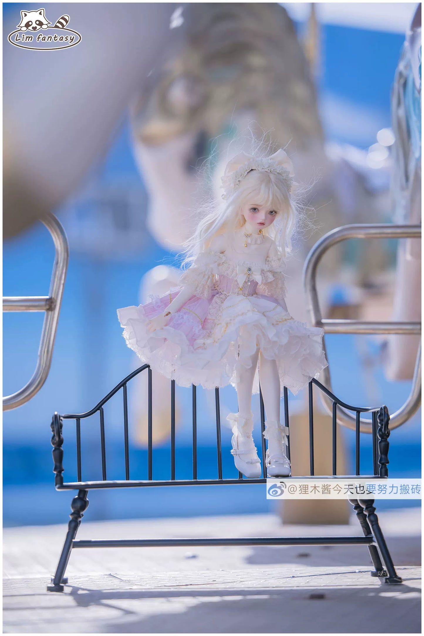 1/4 BJD Vintage Lolita Strapless Dress Full Outfit