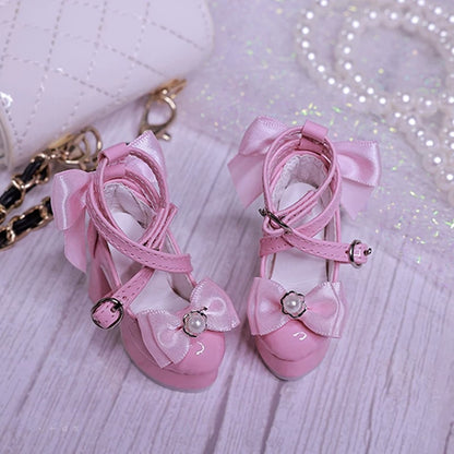 BJD 3/4 Point High Heel Shoes | Butterfly Bow Design | Multiple Colors