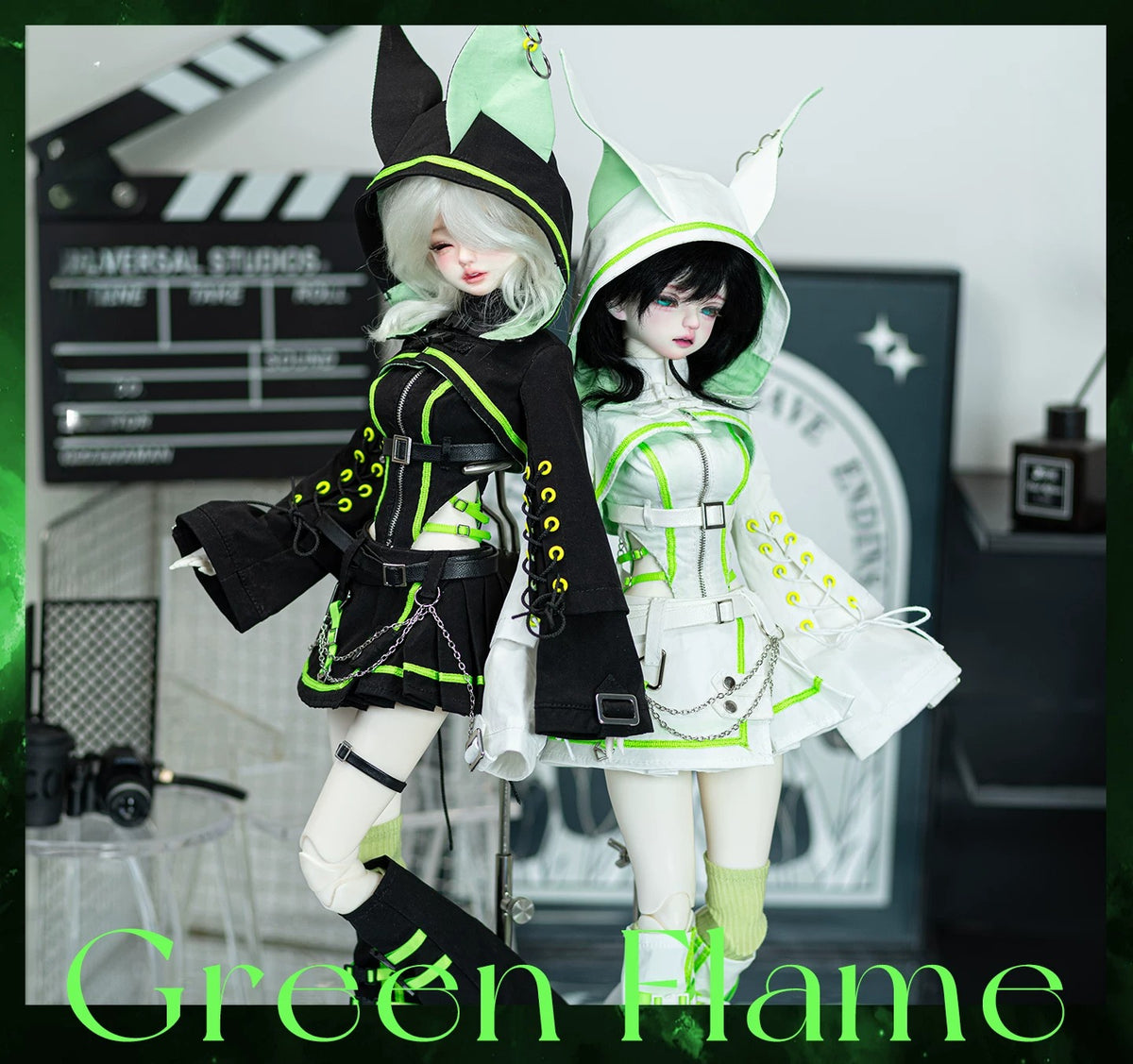 BJD 1/4 Cyberpunk Techwear Animal Ears Outfit Set