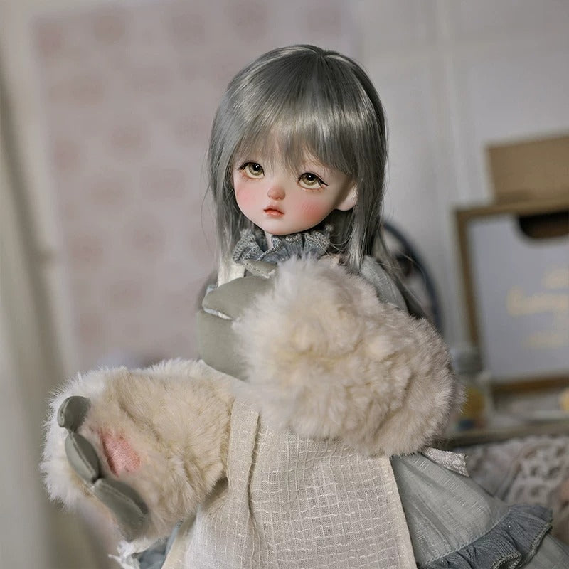 Original BJD Doll – 1/6 Girl with Sheep Headscarf, Face-Up, Outfit & Shoes
