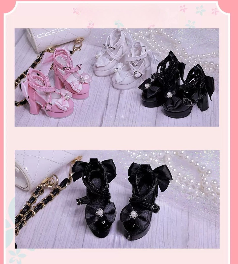 BJD 3/4 Point High Heel Shoes | Butterfly Bow Design | Multiple Colors