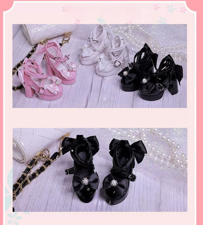 BJD 3/4 Point High Heel Shoes | Butterfly Bow Design | Multiple Colors