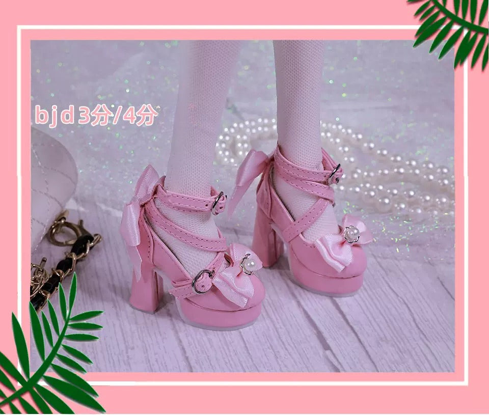 BJD 3/4 Point High Heel Shoes | Butterfly Bow Design | Multiple Colors